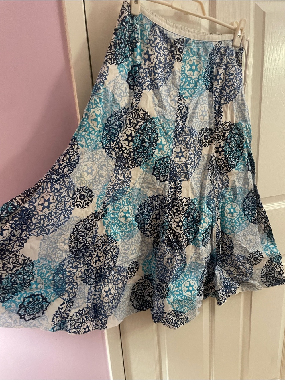 Talbots Blue & White Circle-Print Skirt